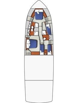 Lower layout, queen berth Vip cabin Bertram Yacht 630 Convertible