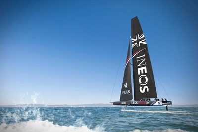 Americas Cup foiling surrogate hits the water
